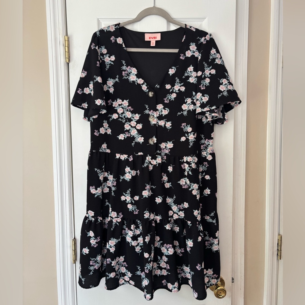 EVRI Black Floral Women's Dress